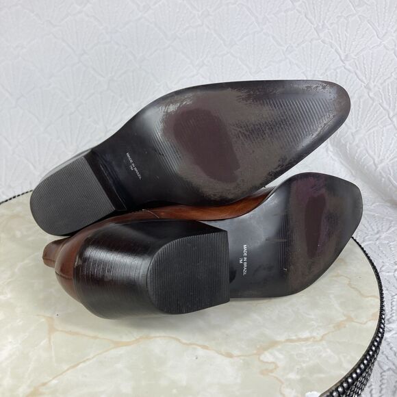 Matisse Ankle Boots Womens Sz 7 Dark Brown Leather Pointe Toe Block Heel Booties - Picture 10 of 12